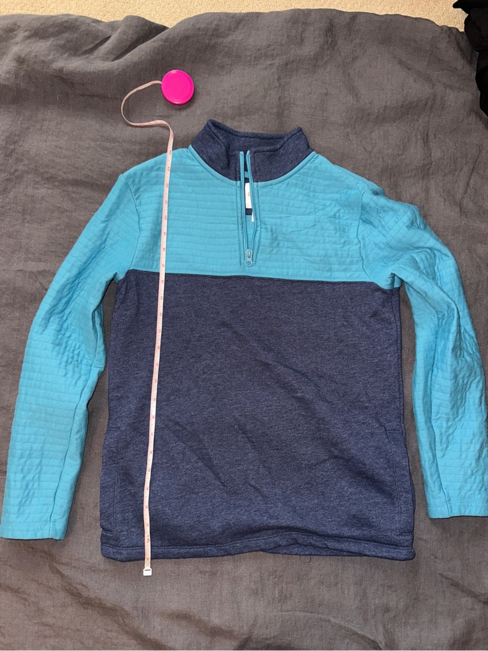 Cat & Jack Teal and Navy Quarter-Zip Pullover